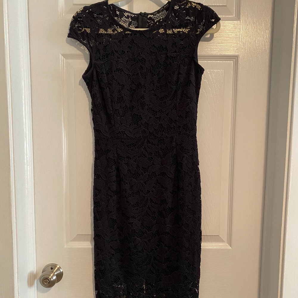 Zara Navy Lace Midi Dress